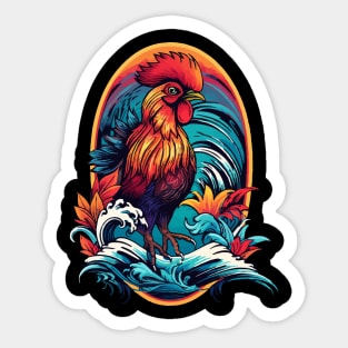 Ocean Loving Rooster Sticker